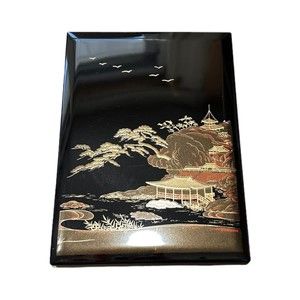 Vintage Otagiri Japan Black Lacquerware Gold Inlay Address Book 8"X5" - NIB